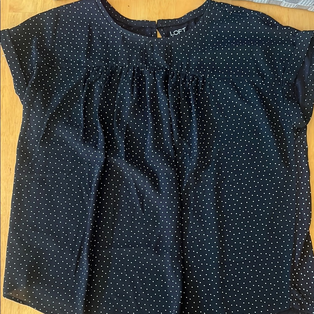 LOFT Black Boxy Cap Sleeve Blouse
